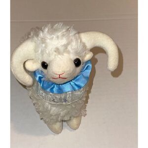 White Ram Plush 6” w/ blue ruffle collar